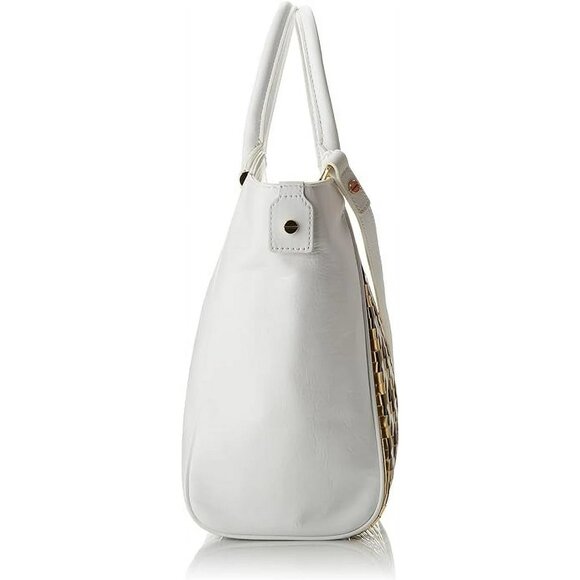 MILLY Tote Bag Dylan Leather Woven, White Gold Black - Picture 4 of 11